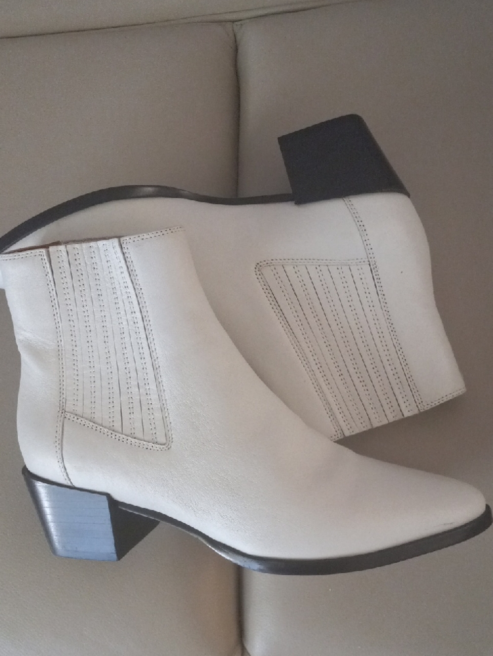 rag & bone White Leather Chelsea Ankle Boots Size 38